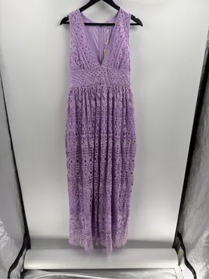 The clothing company purple v-neck lace bohemian maxi dress size large NWT thumbnail 2