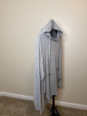 Retrology Grey‎ Marled Knit Button Detail Hoodie Size XL thumbnail 4
