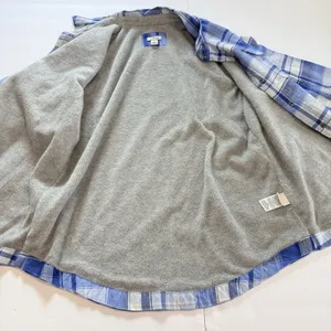 LL Bean Blue Plaid Fleece Lined Flannel Snap Shirt Jacket Shacket SMALL thumbnail 5