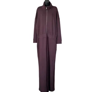 Spanx Air Essentials Long Sleeve Wide Leg Jumpsuit Sz 2x Truffle Brown Front Zip thumbnail 2