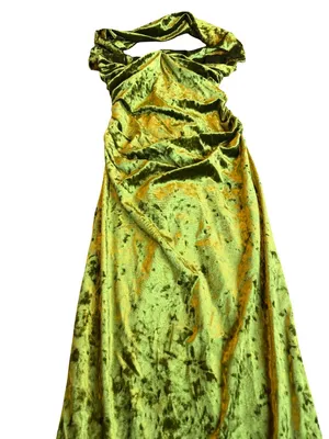 Zara Bold Green Strapless Crushed Velvet Dress Neck Strap Midi Size Medium Women thumbnail 8