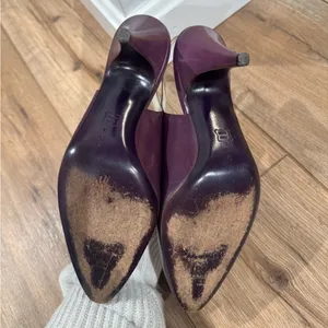 BRUNO MAGLI VINTAGE Italian Leather Designer Purple Slingback Kitten Heels | 7.5 thumbnail 7