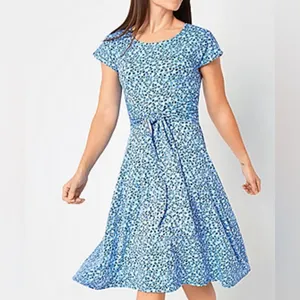 Robbie Bee Short Sleeve Cheetah Print Dots Midi Fit + Flare Dress Size LG BNWT thumbnail 2