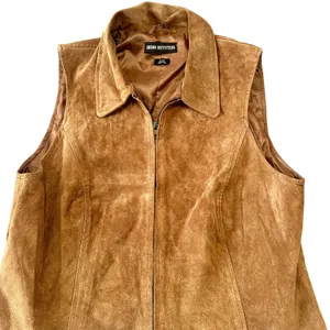 Urban Outfitters Women's XL Brown Suede Leather Zip Up Vest Western Country Boho thumbnail 2