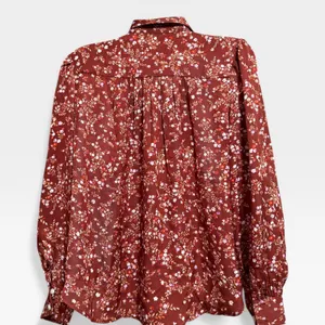 Ann Taylor‎ Floral Button Down Blouse Womens SP Red Excellent Long Sleeve Petite thumbnail 4