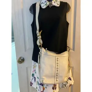 coach medium w adjustable strap white leather cros thumbnail 8