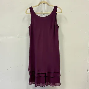 Ursula of‎ Switzerland Plum Purple 2 Piece Dress & Jacket Set Studded Tiered 10P thumbnail 3