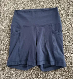 Yogalicious Lux Biker Shorts Womens M Navy Blue High Waist 5in Pockets thumbnail 1