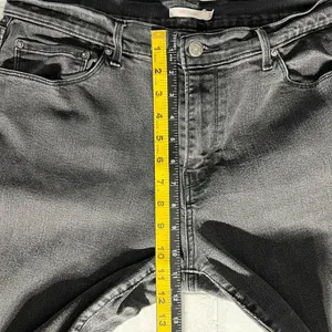 Levis 505 Straight Jeans Womens 33 Charcoal Black Gray High Rise Stretch Crop‎ thumbnail 3