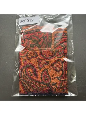Vintage Paisley Patterned Silk Square Scarf with Orange and Red Tones Bohemian thumbnail 12