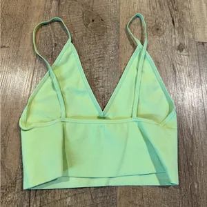 Free People Light Lime Ribbed V-Neck Bralette XS/S thumbnail 2