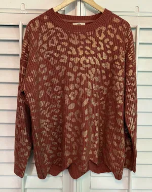 Entro Pink And Gold‎ Animal Print Sweater Size Medium thumbnail 1