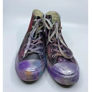 Converse Sneakers Customized Black Silver Womens 8 thumbnail 4