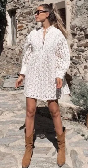 ZARA TEXTURED WEAVE MINI DRESS WHITE Size XS thumbnail 1