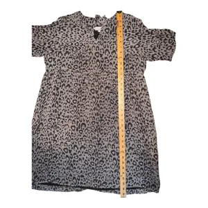 Loft Gray/Black Leopard‎ Print Babydoll Dress, Medium thumbnail 7