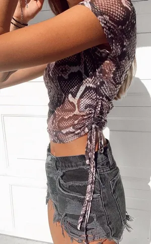 Boutique Mesh Snake Skin Crop Top thumbnail 3