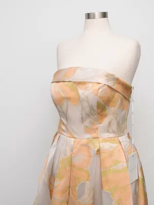 Mac Duggal - Peach‎ Multi Floral Brocade Strapless Midi Dress thumbnail 9
