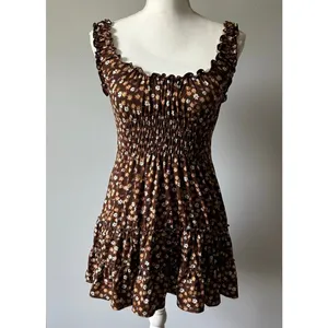 Urban Outfitters Ditzy Floral Brown Smocked Gathered Sundress Size XS thumbnail 3