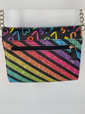 Betsey Johnson Luv Love is Love rainbow sparkle crossbody purse clutch handbag thumbnail 9