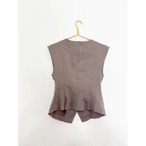 NWT Le Bop Isla Vest Size Medium Brown Nipped Waist Cinched Preppy Minimalist thumbnail 11