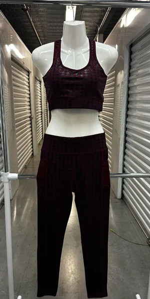Maroon Two-Piece Activewear Set sports bra and leggings set. New Size S/M thumbnail 1