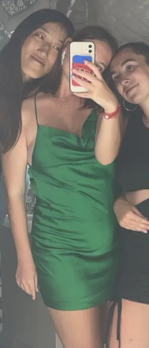Green Satin Mini Dress thumbnail 1