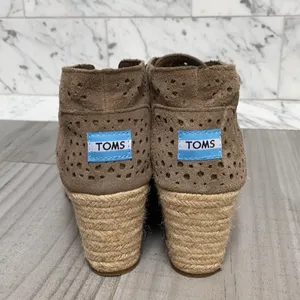 TOMS Moroccan Cutout Desert Rope Wedge Bootie Taupe Neutral 8 thumbnail 6