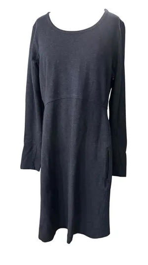 Duluth Trading Wearwithall Ponte Dress M Black Long Sleeve 4-Way Stretch pockets thumbnail 1