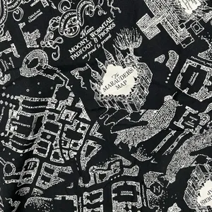 Harry Potter Marauders Map Black Sleeveless Button Up Tie Front Top Womens Large thumbnail 5
