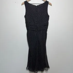 VTG 90s Harold's Womens 100% Silk Dress 6 Black Polka Dot Babydoll Pinup Wedding thumbnail 10