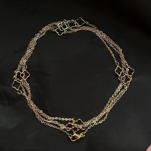 Gold Plated Floral clover necklace Stainless Steel women Jewelry 42” thumbnail 7