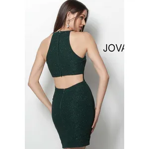 Jovani NWT Sz.00 Red Glitter Knit Backless Bodycon Party Formal Cocktail Dress thumbnail 6