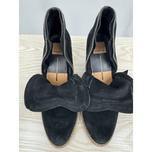 Dolce Vita Jana Black Suede Ankle Boots 7.5 Side Zippers Block Heel Western Boho thumbnail 6