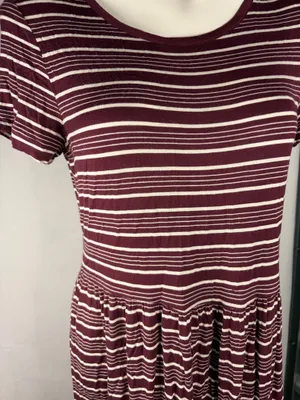 Roxy Burgundy and White Striped Dress thumbnail 2