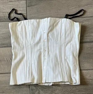 White Ribbed Bustier Camisole Size L thumbnail 1
