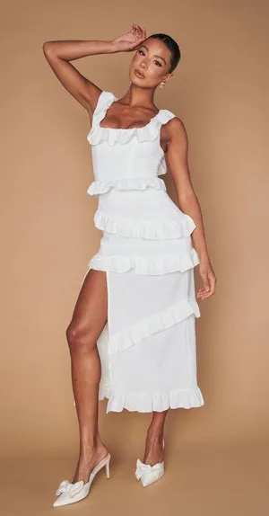 SHOW ME YOUR MUMU Greta Dress In White Stretch thumbnail 3