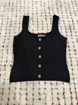 Edikted — Black Knit Button Front Tank Top thumbnail 2