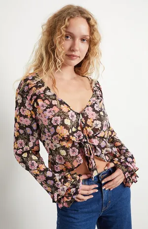 Free People Maybel Floral Blouse Size Medium thumbnail 1