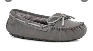 UGG Gray Suede Fur Lined Loafers Size 7 thumbnail 1