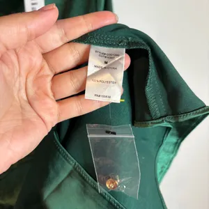 NWT Olia Green Satin Long Sleeve Mini Dress thumbnail 6