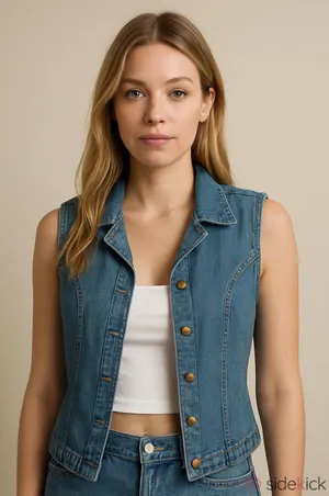 Vintage Jean Jacket Denim Button-Up Sleeveless Vest denim jacket thumbnail 1