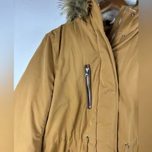 H&M Divided Small Faux Fur Shearling lined‎ Hooded Parka Coat Light Brown thumbnail 3