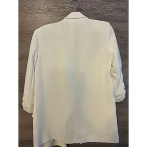 ZARA Women White Blazer Long Sleeve Full Length Button pockets Size Small thumbnail 4