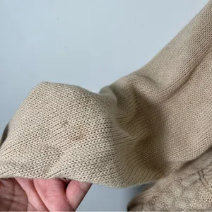 Vintage‎ Italian Beige Cream Cable Knit V Neck Sweater Womens Large thumbnail 3