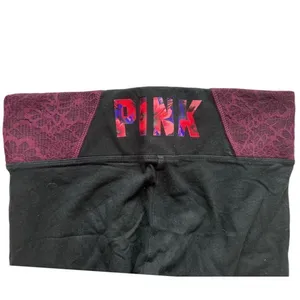 Womens Victorias Secret PINK Skinny Black Logo Yoga Pants - Sz S thumbnail 3