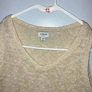 J. Crew Open Knit Cream V-neck Sleeveless Top Size XS Coquette #785 thumbnail 4