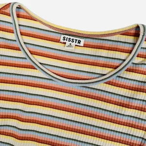 Sisstr Evolution Line Up Long Sleeve Knit Top Womens M Striped Cropped Shirt New thumbnail 2