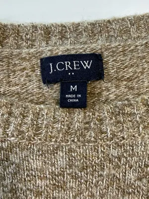 J. Crew Lambs Wool Blend Brown Crewneck Sweater Size Medium thumbnail 5