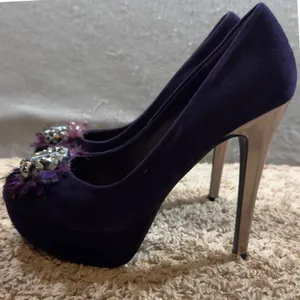 1665 | Aldo Bouch Jewel‎ Feather Embellished Platform Pump Purple Women 9 / 40 thumbnail 6
