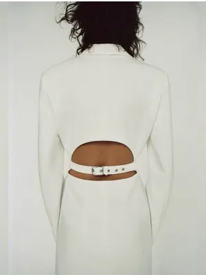 NWOT Zara Cut Out Mini Blazer Dress in Ecru White thumbnail 2